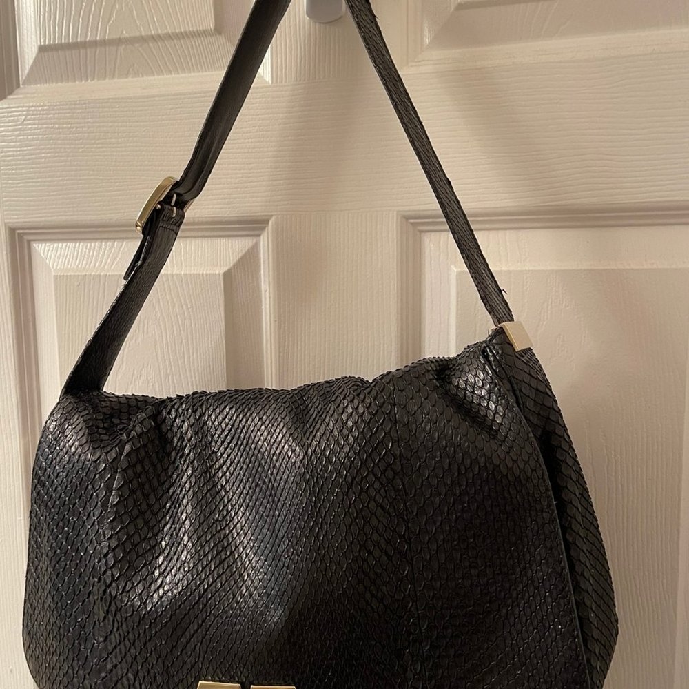 Gucci Leather Python Flap Handbag - Picture 4 of 12